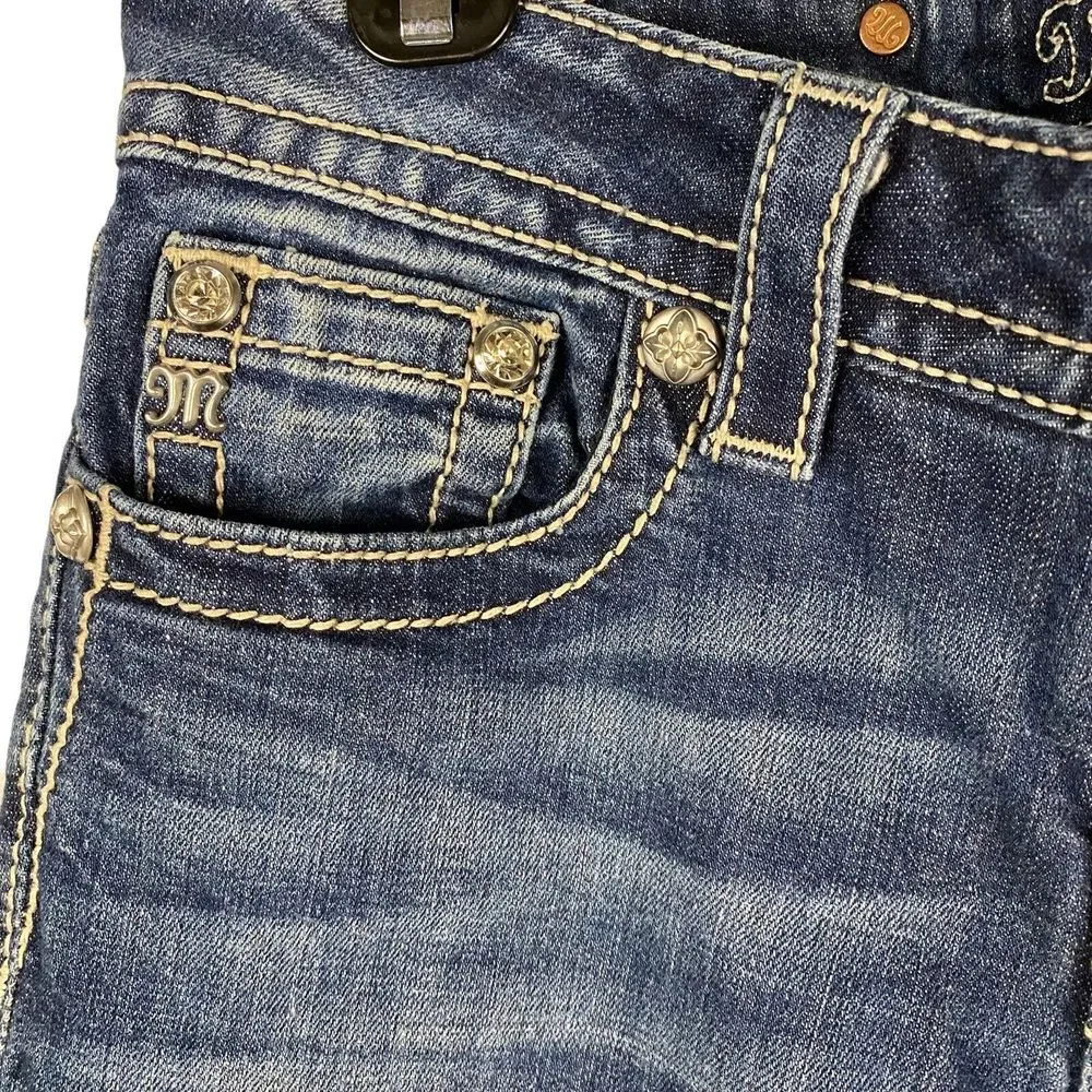 Miss Me Women's Blue Boot Cut Jeans with Gold Embroidery - Picture 5 of 13